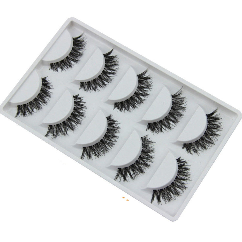 Natural 5 Pair/Lot Crisscross False Eyelashes
