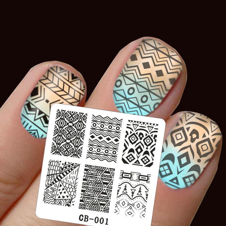 Featheringwomen Geometric Design Fashion Nail Art Image Stamping