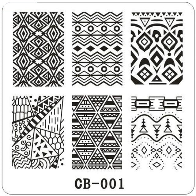 Featheringwomen Geometric Design Fashion Nail Art Image Stamping