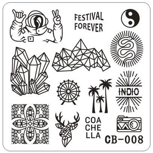 Featheringwomen Geometric Design Fashion Nail Art Image Stamping