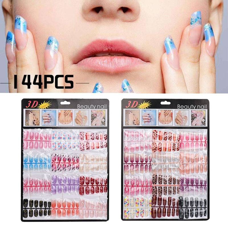 Mixed Set False Nail with Manicure Gel