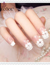 3D Cute with Flower Pattern French elegant Fake Nails