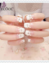 3D Cute with Flower Pattern French elegant Fake Nails