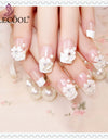 3D Cute with Flower Pattern French elegant Fake Nails