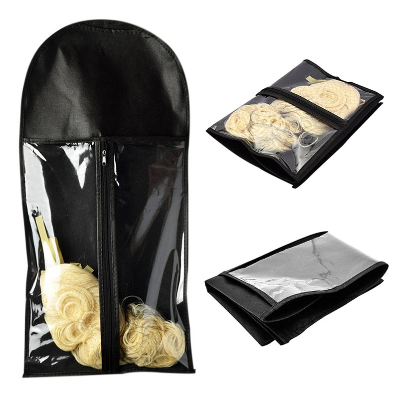 Black Hair Extensions Wigs Storage Bag