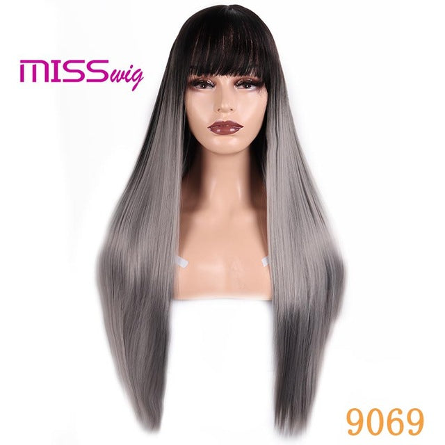 Synthetic Hair Long Straight Black Blonde Red