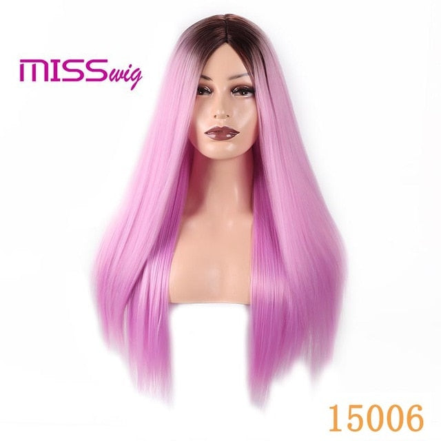 Synthetic Hair Long Straight Black Blonde Red