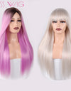 Synthetic Hair Long Straight Black Blonde Red