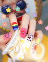 Fashion Cute Girls Acrylic Rainbow Flower Fake Nails