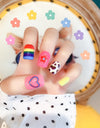Fashion Cute Girls Acrylic Rainbow Flower Fake Nails