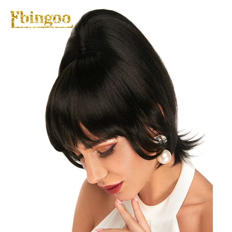 Thick Separate Hair Piece Clip-in Bangs Short Wave Ponytail Black