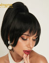 Thick Separate Hair Piece Clip-in Bangs Short Wave Ponytail Black