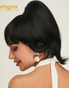 Thick Separate Hair Piece Clip-in Bangs Short Wave Ponytail Black