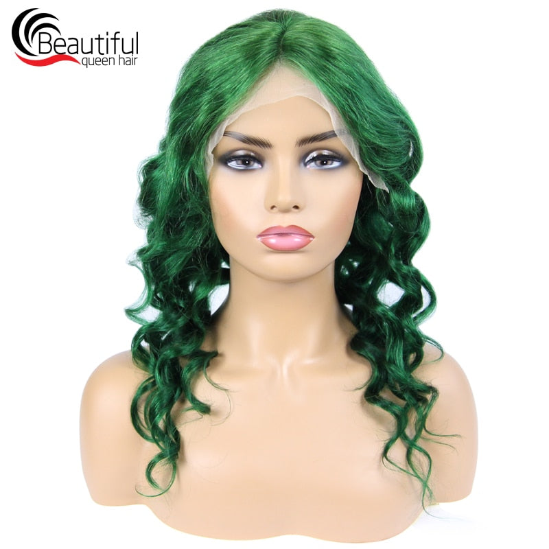 Brazilian Human Hair Wigs Green Loose