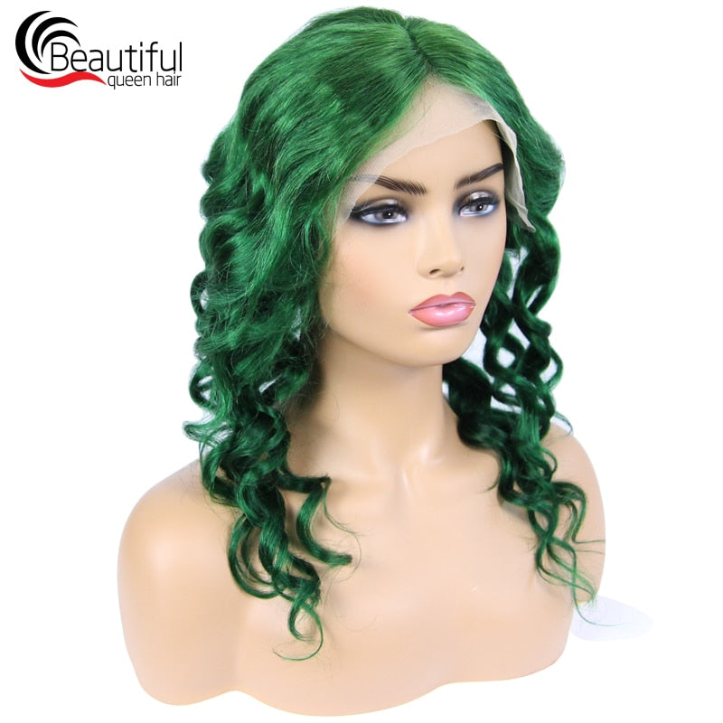 Brazilian Human Hair Wigs Green Loose