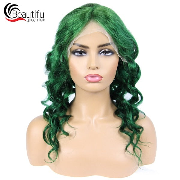 Brazilian Human Hair Wigs Green Loose