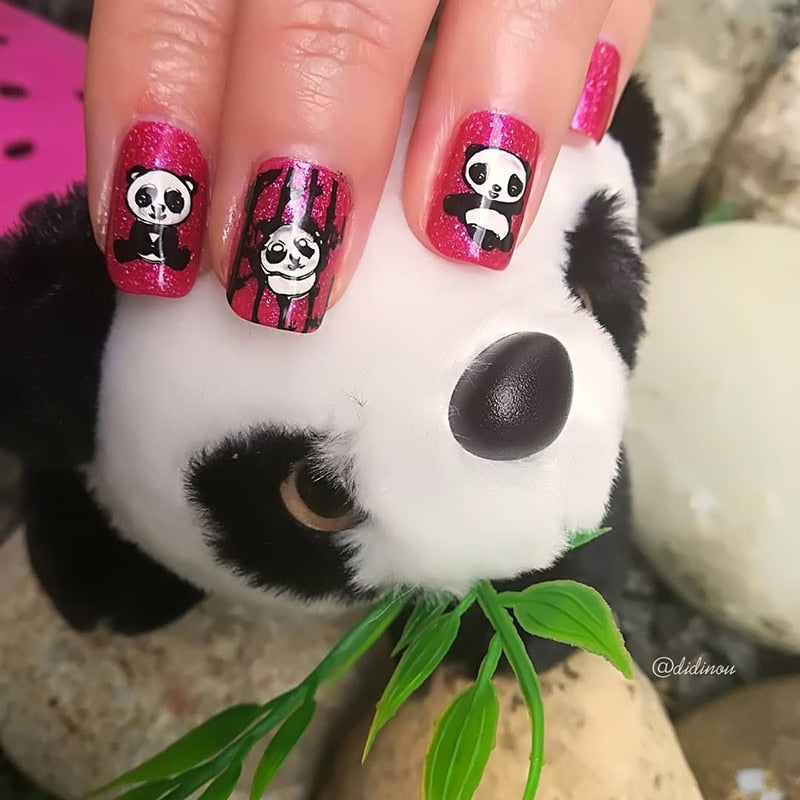 Stamping Kawaii Panda Pattern Nail