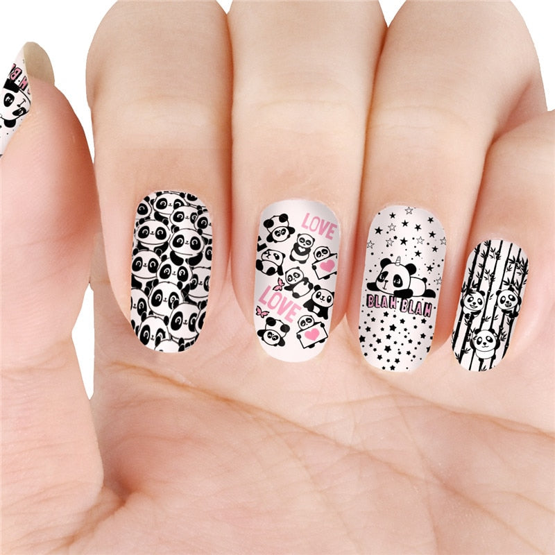 Stamping Kawaii Panda Pattern Nail