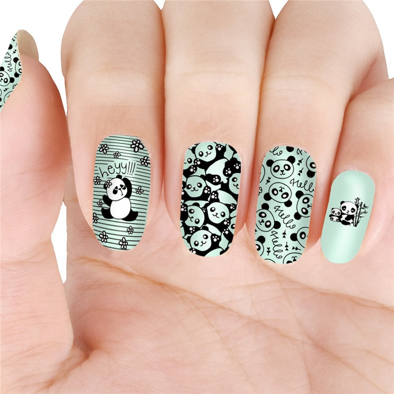 Stamping Kawaii Panda Pattern Nail