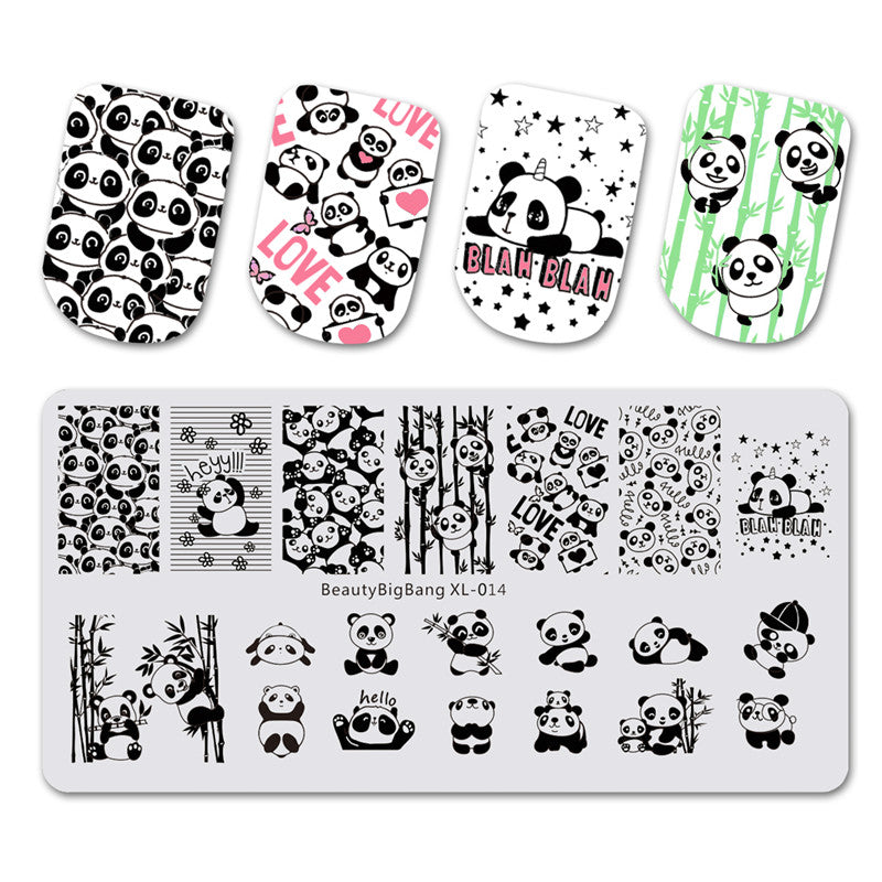 Stamping Kawaii Panda Pattern Nail