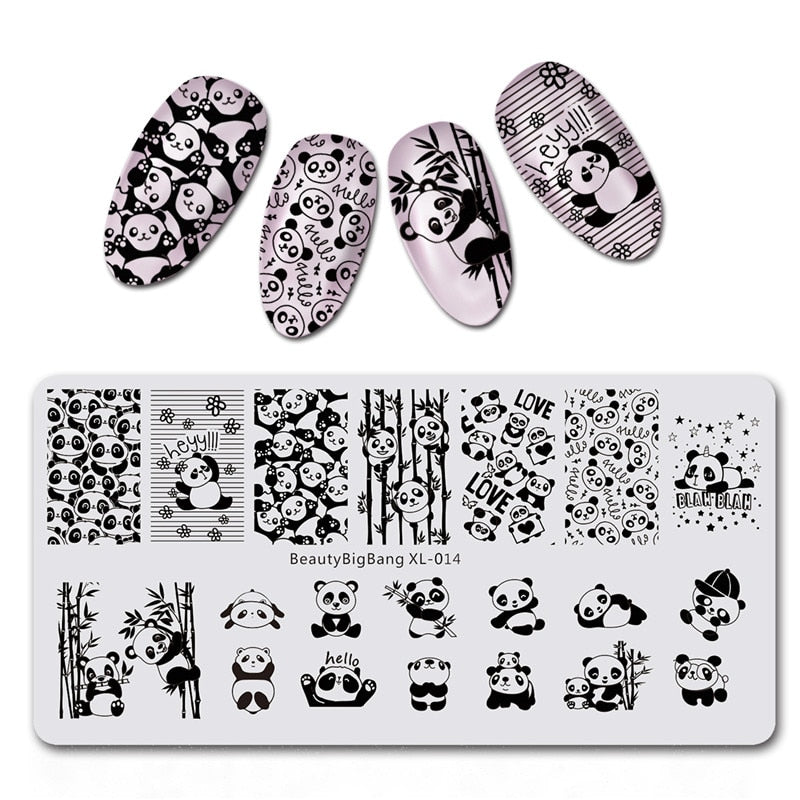 Stamping Kawaii Panda Pattern Nail