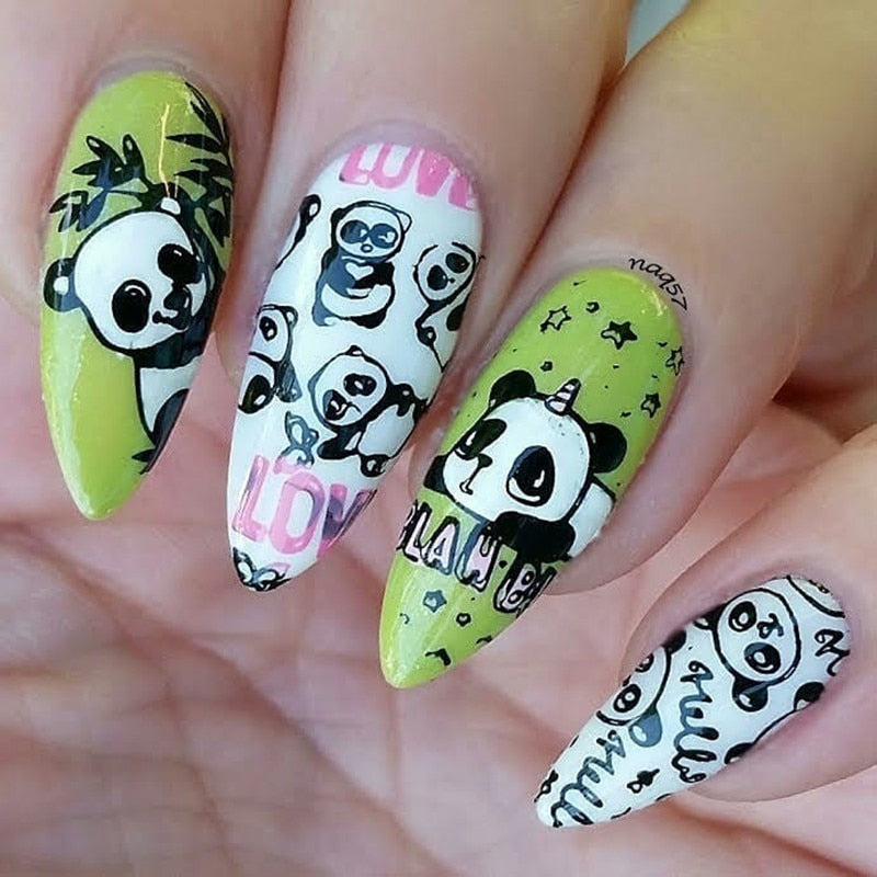 Stamping Kawaii Panda Pattern Nail