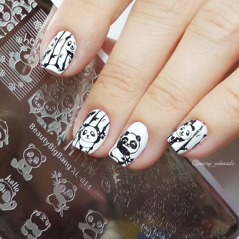 Stamping Kawaii Panda Pattern Nail