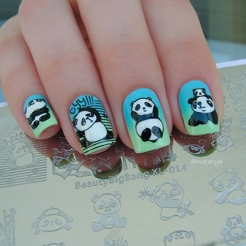 Stamping Kawaii Panda Pattern Nail
