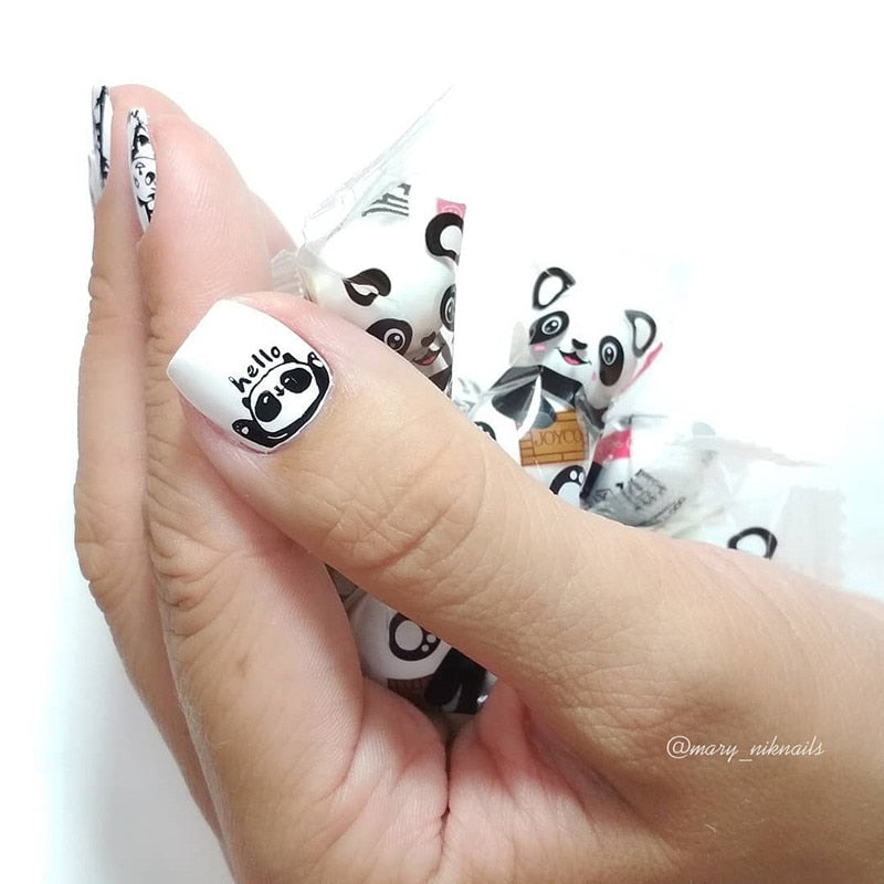 Stamping Kawaii Panda Pattern Nail
