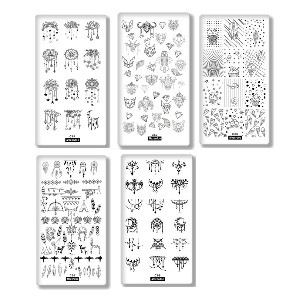 5Nail Art Indian Necklace + 1Pink Chess Silicone Nail